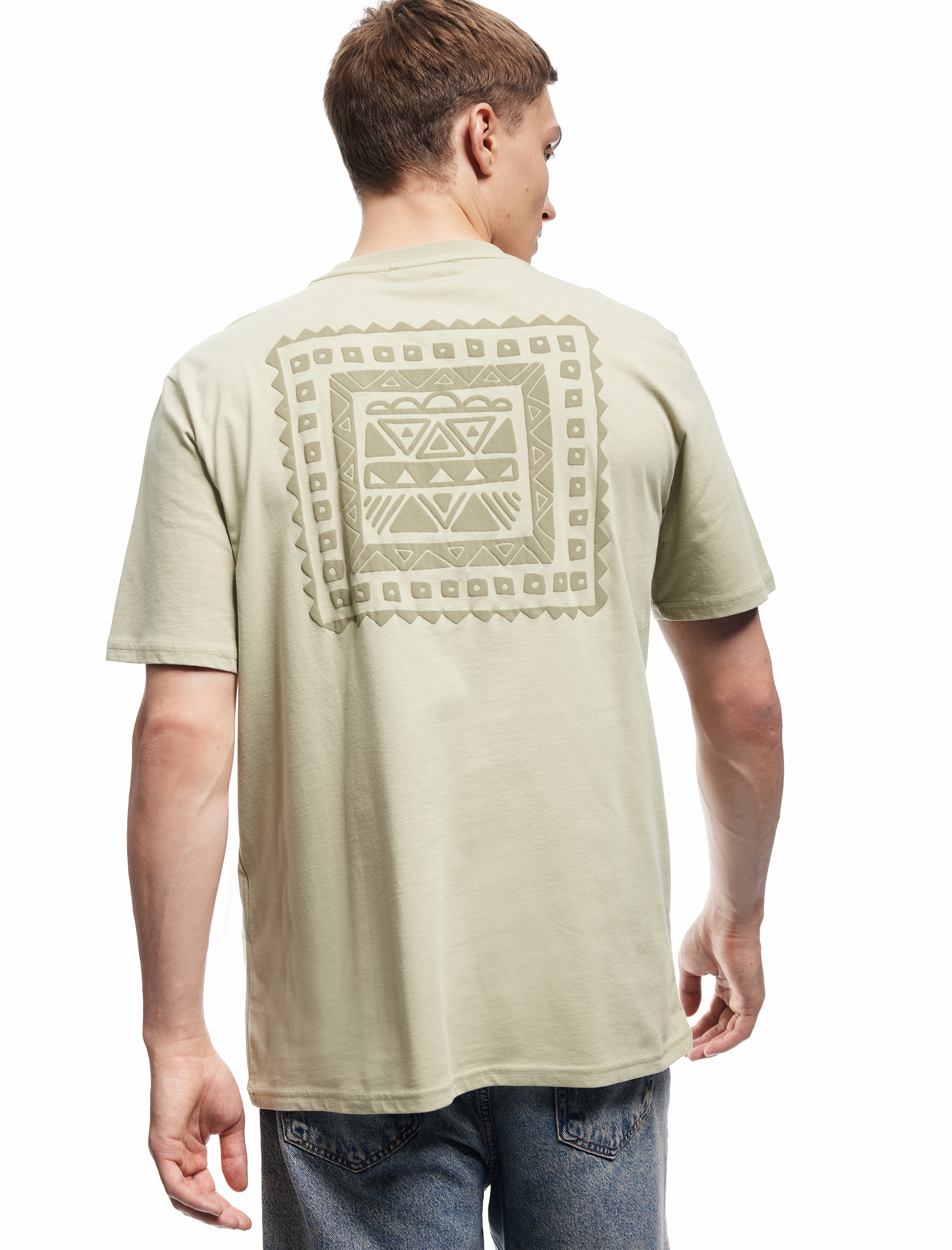   Regular Fit Kısa Kollu Bisiklet Yaka Pamuklu Arkası Baskılı Tişört