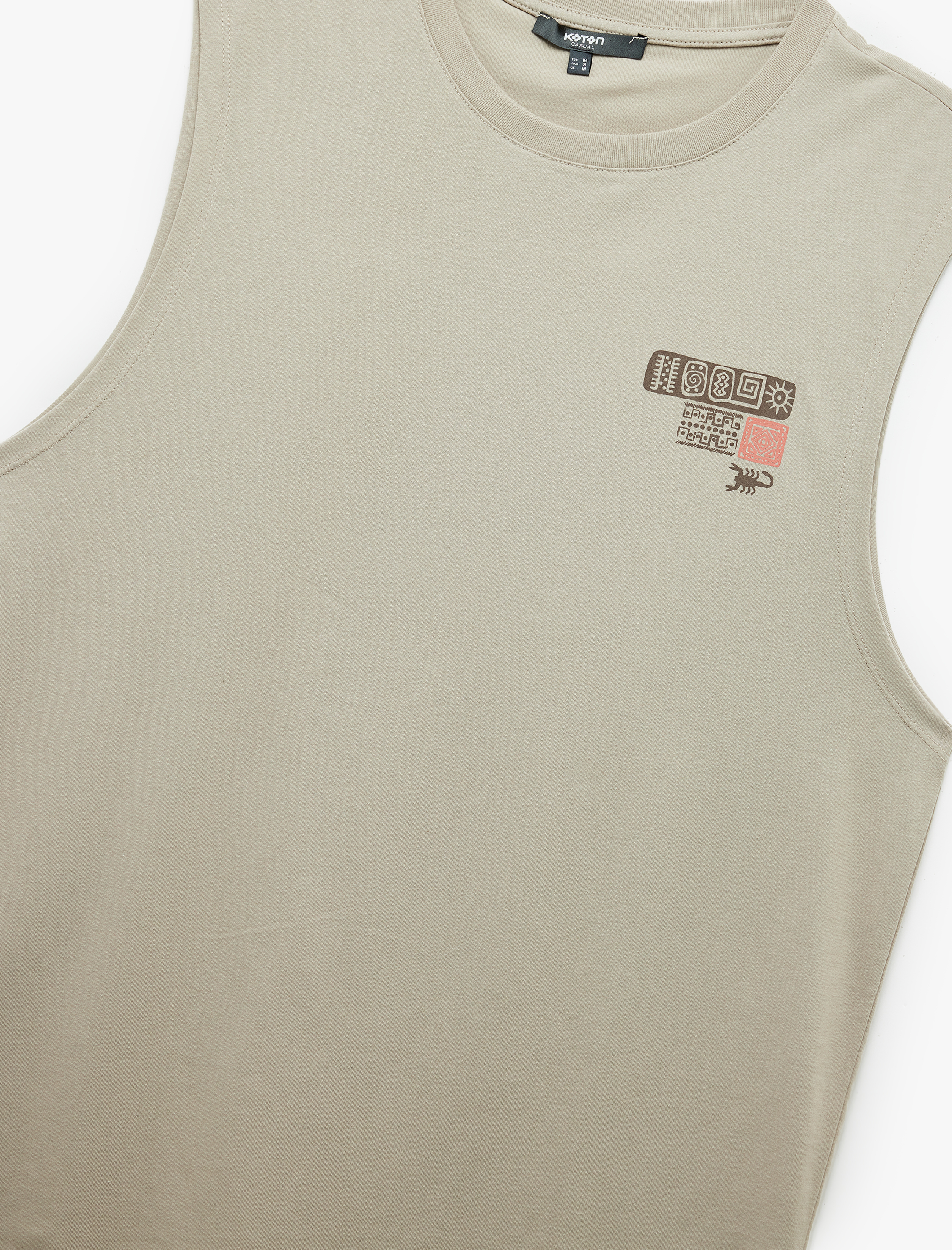   Regular Fit Kolsuz Bisiklet Yaka Pamuklu Etnik Baskılı Atlet