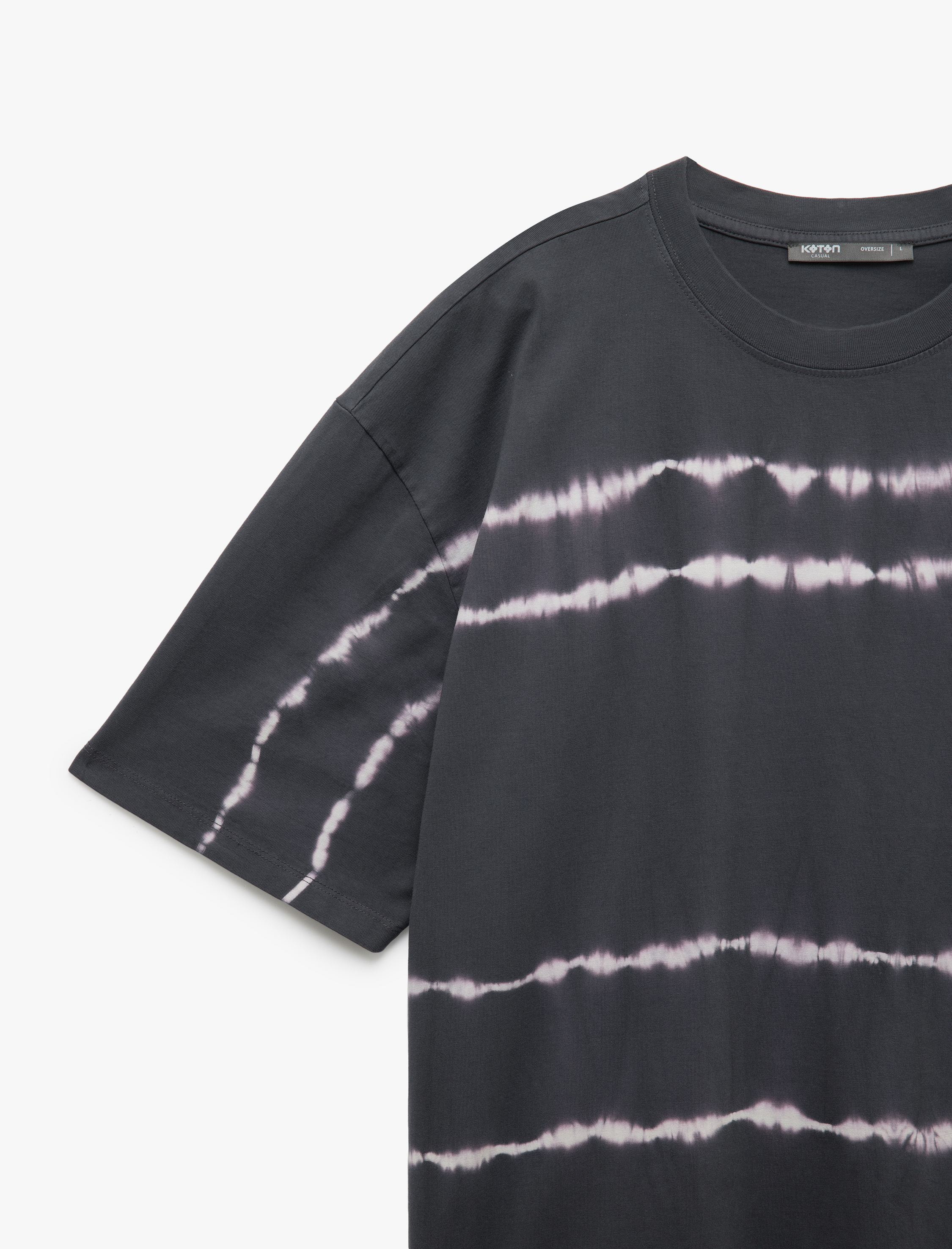   Kısa Kollu Bisiklet Yaka Baskılı Yıkamalı Pamuklu Oversize Tişört