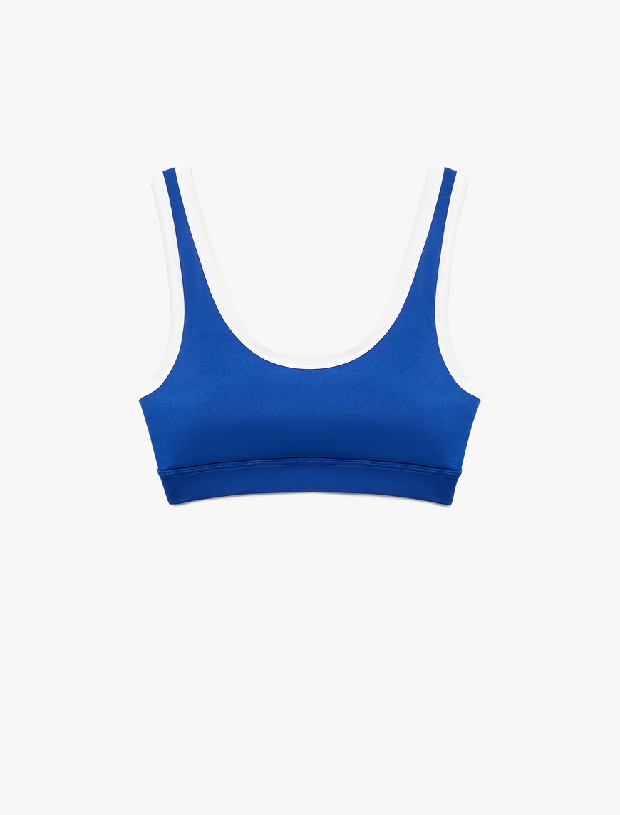   U Yaka Kaplı Renk Kontrastlı Slim Fit Sporcu Sütyeni