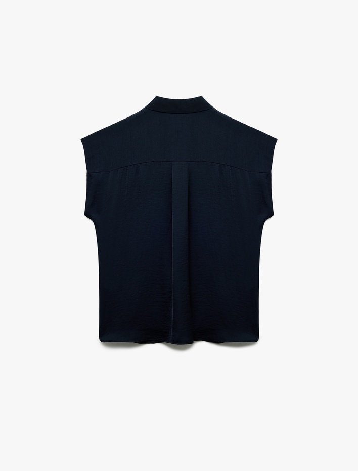  Aerobin Kumaş Klasik Yaka Kolsuz Düğmeli Saten Gömlek