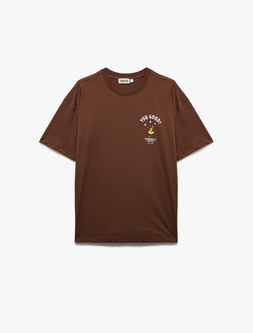   Kısa Kollu Bisiklet Yaka Snoopy Baskılı Lisanslı Tişört