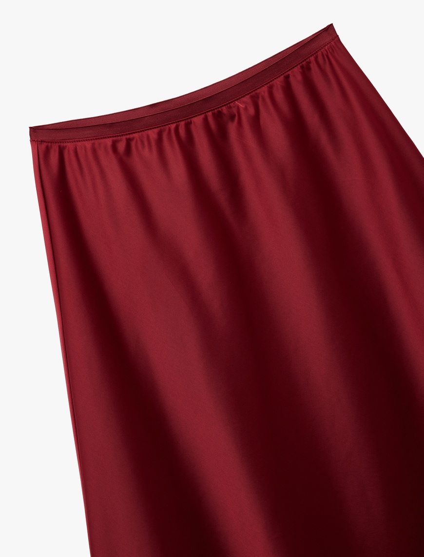   Standart Bel Regular Fit Saten Midi Etek