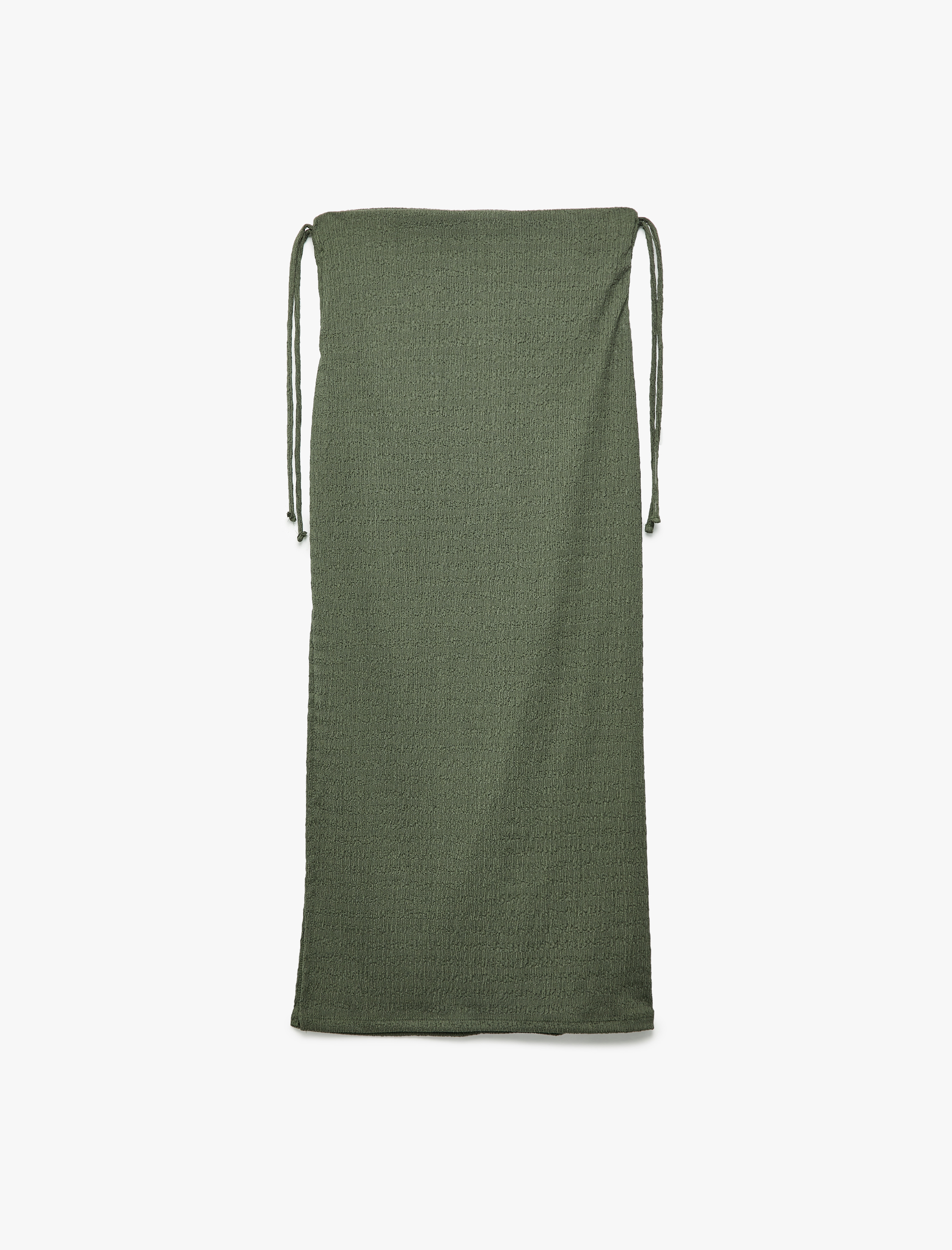   Bürümcük Kumaş Slim Fit Büzgü Detaylı Yırtmaçlı Uzun Etek