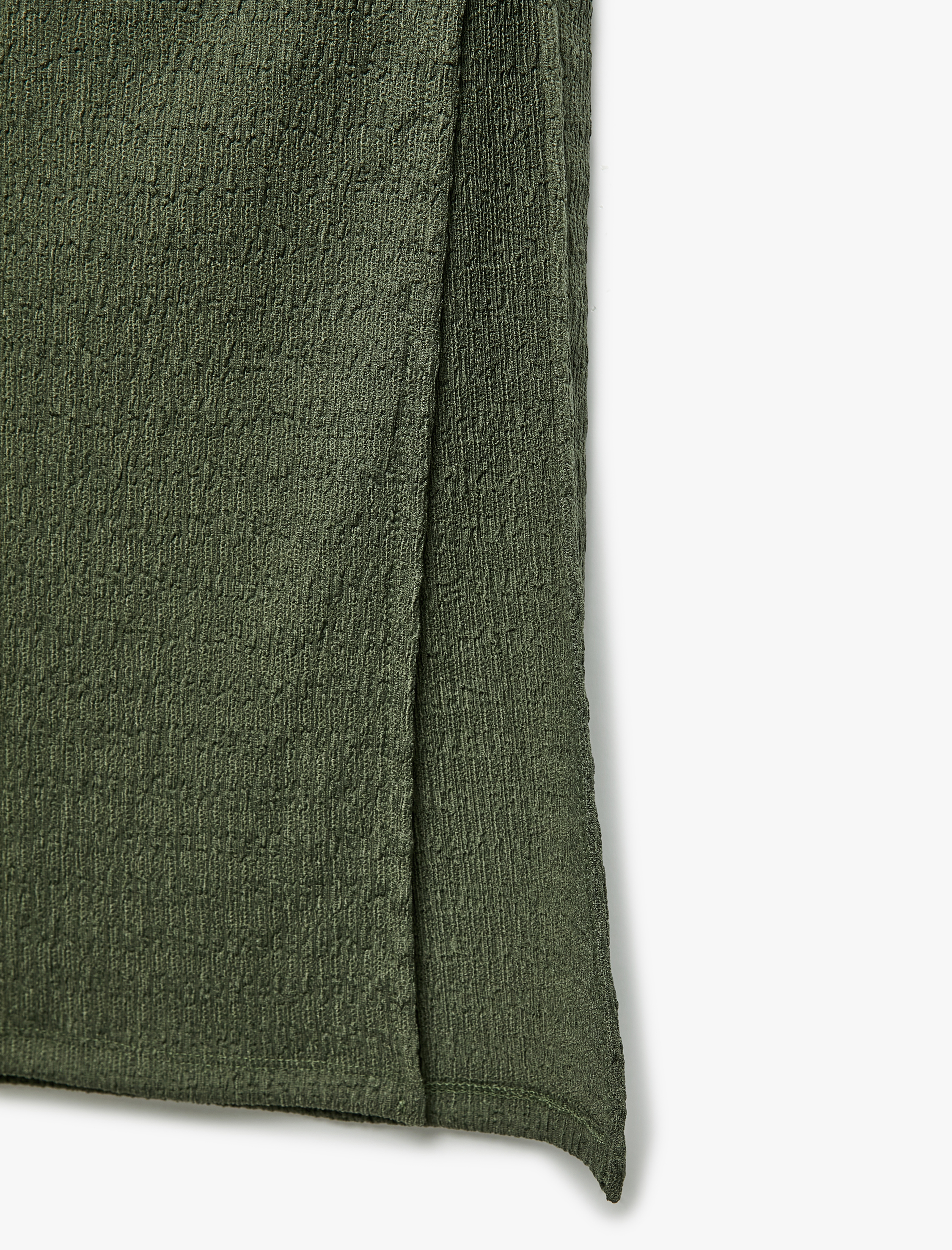   Bürümcük Kumaş Slim Fit Büzgü Detaylı Yırtmaçlı Uzun Etek