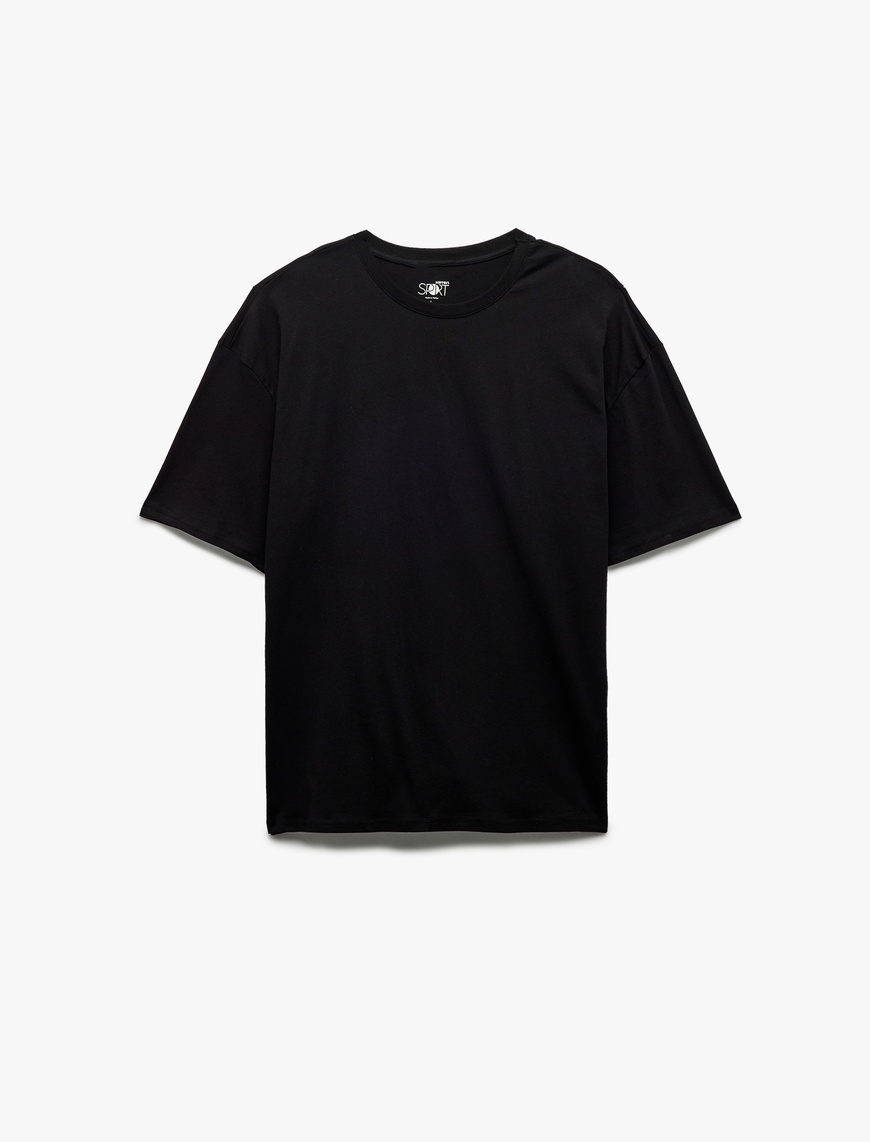   Yarım Kollu Bisiklet Yaka Pamuklu Oversize Basic Spor Tişört