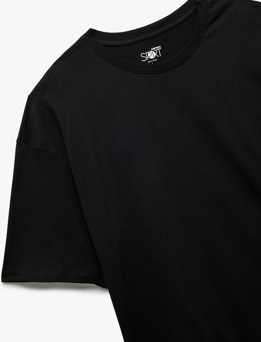  Yarım Kollu Bisiklet Yaka Pamuklu Oversize Basic Spor Tişört