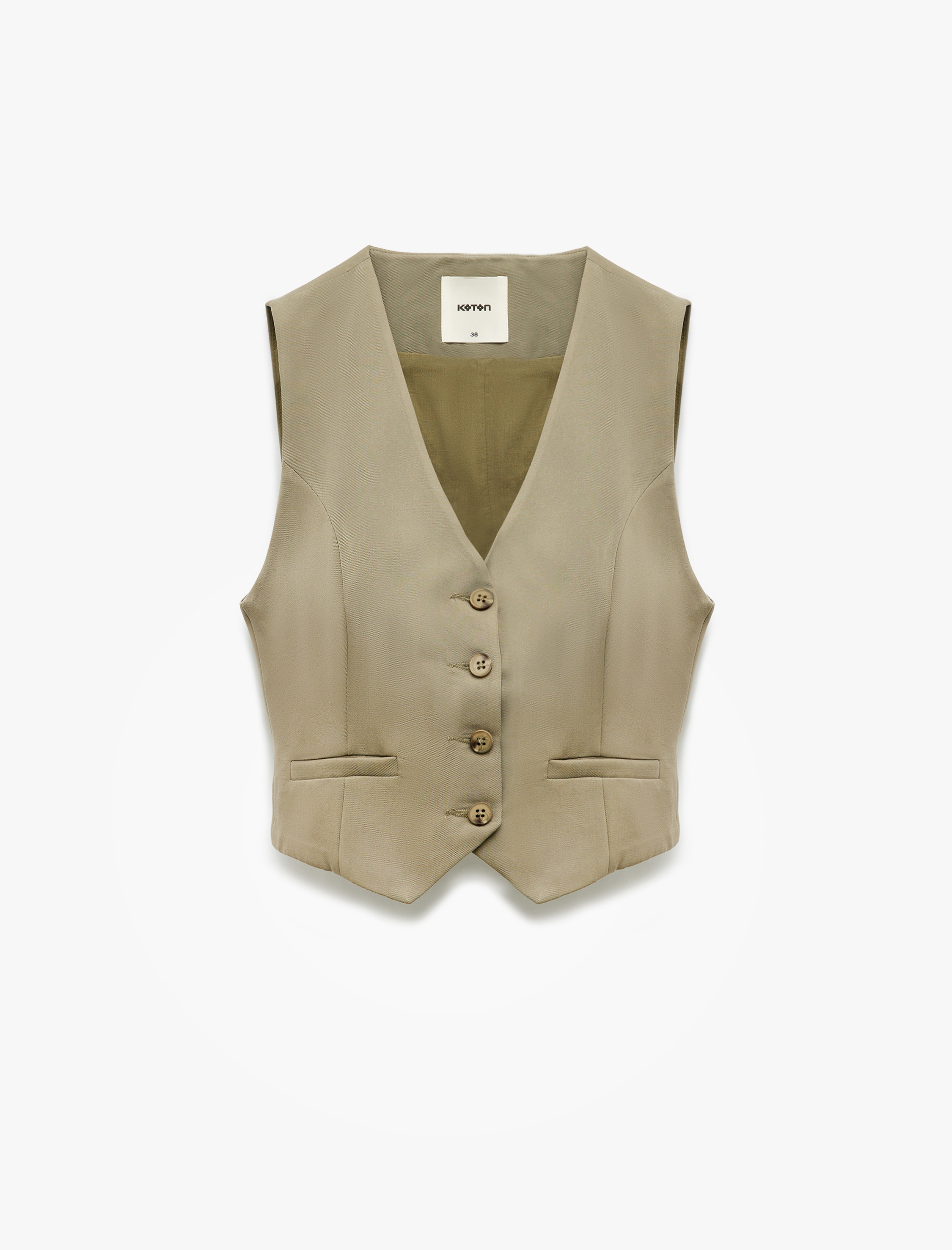   Modal Karışımlı Astarlı Slim Fit V Yaka Düğmeli Blazer Yelek