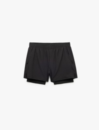 Slim Fit Cep Detaylı Paraşüt Kumaş Beli Lastikli Taytlı Spor Şort