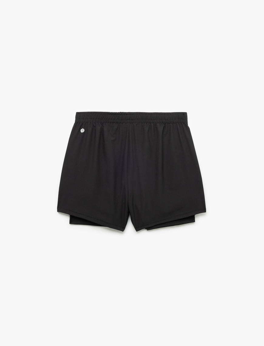   Slim Fit Cep Detaylı Paraşüt Kumaş Beli Lastikli Taytlı Spor Şort