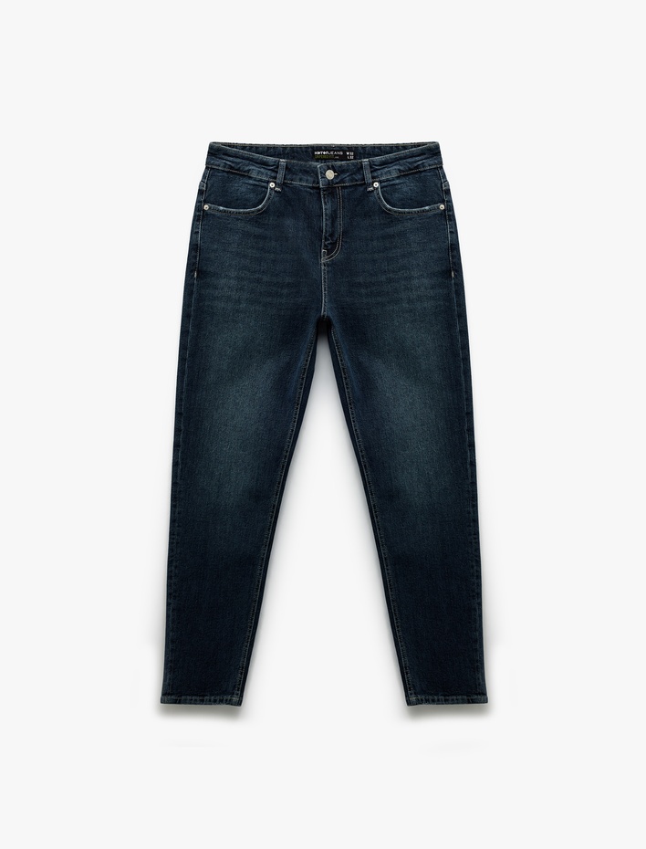  Pamuklu Normal Bel Tapered Fit Jean Pantolon