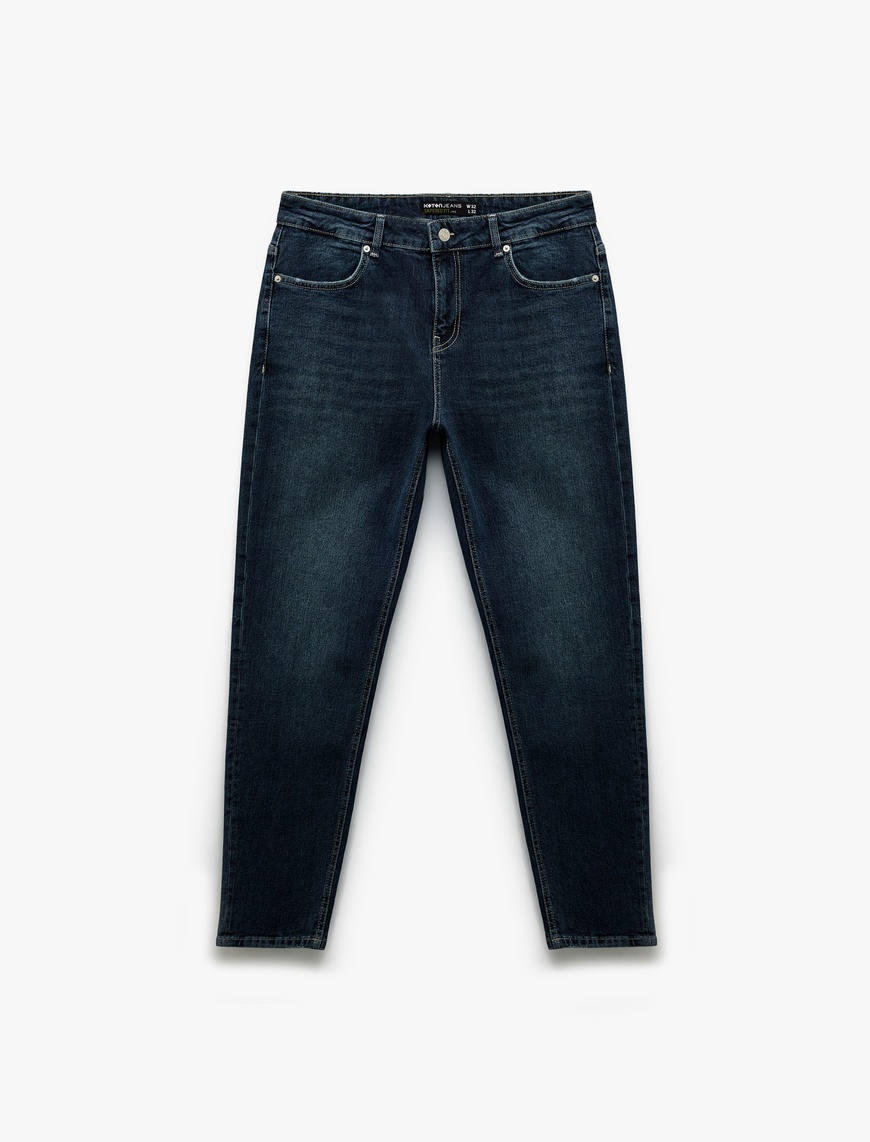   Pamuklu Normal Bel Tapered Fit Jean Pantolon