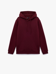Şardonlu Uzun Kollu Basic Kapşonlu Sweatshirt
