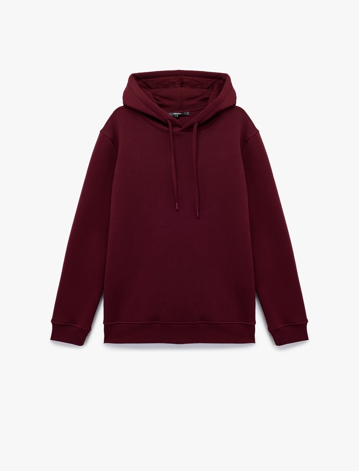  Şardonlu Uzun Kollu Basic Kapşonlu Sweatshirt