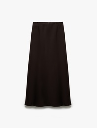 Regular Fit Midi Boy Saten Kloş Etek