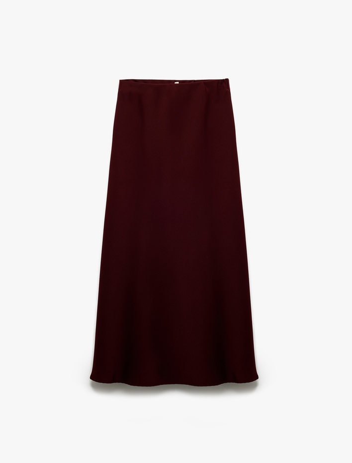  Regular Fit Midi Boy Saten Kloş Etek