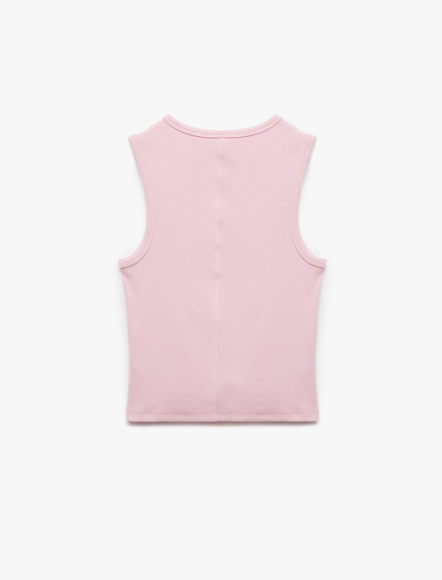   Slim Fit Pamuklu Kedi Nakış Detaylı Bisiklet Yaka Atlet
