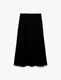 Regular Fit Midi Boy Saten Kloş Etek