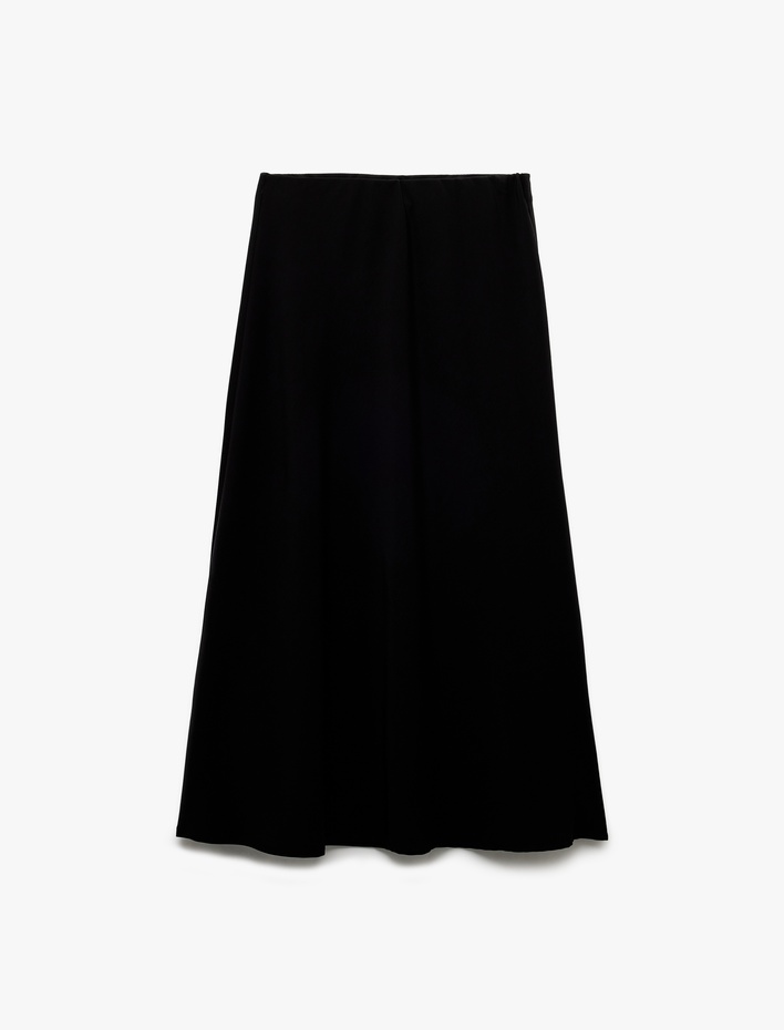  Regular Fit Midi Boy Saten Kloş Etek