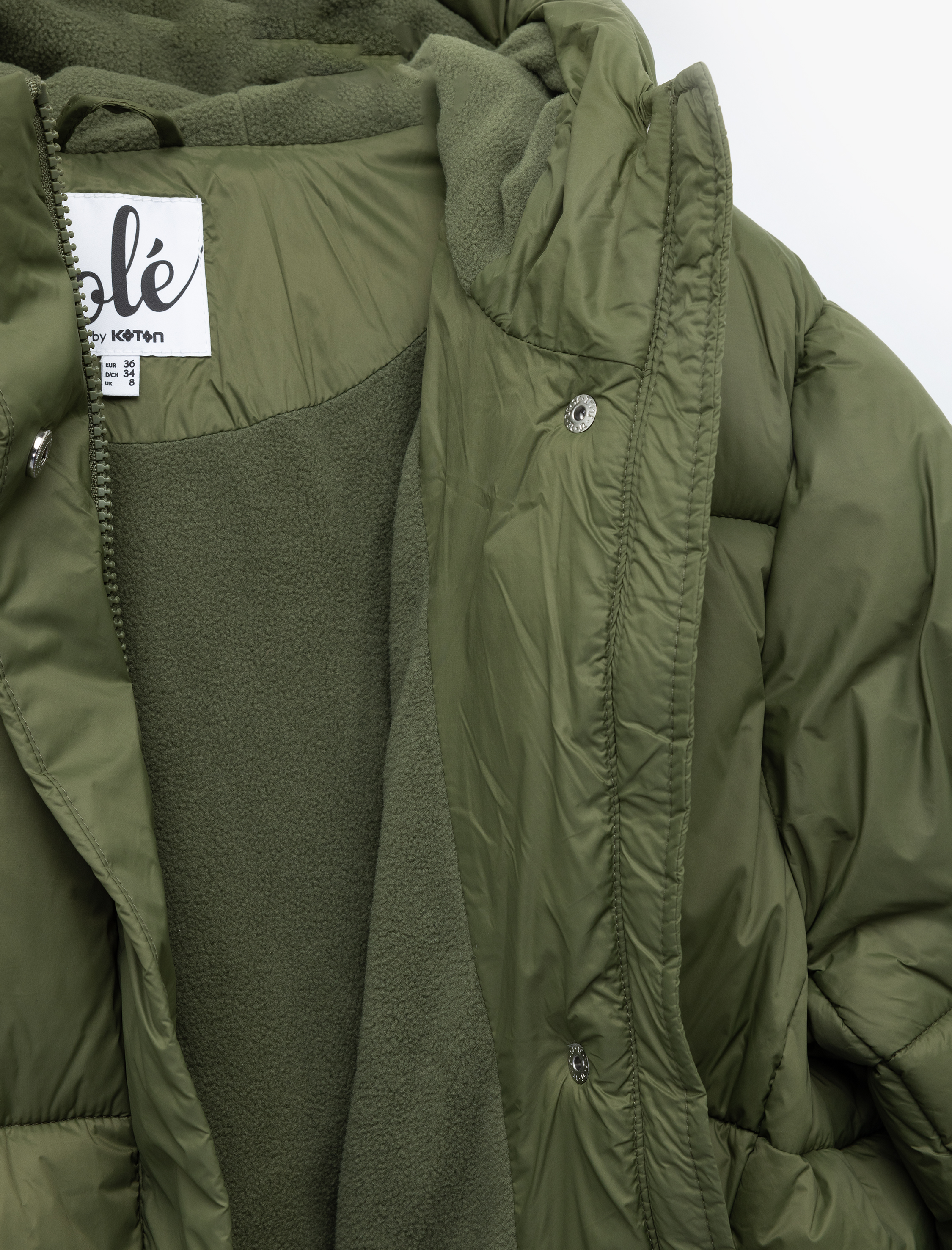   Kapüşonlu Uzun Kollu Cepli Fermuarlı Şişme Mont