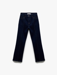 Normal Bel İspanyol Paça Denim Pantolon - Flare Jeans