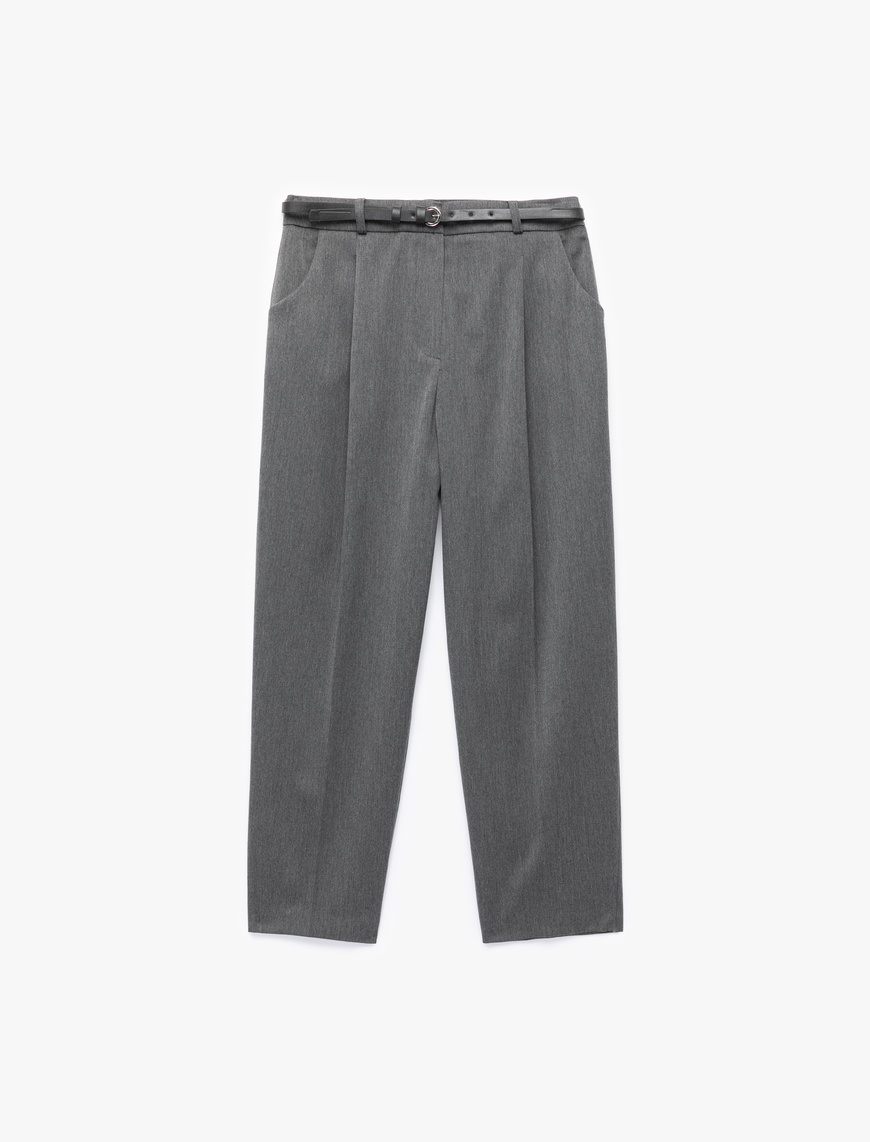   Cepli Kemerli Yüksek Bel Oversize Cigarette Pantolon