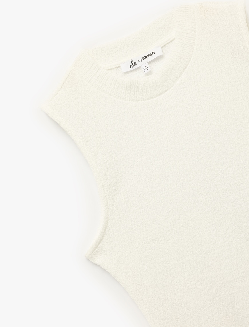  Bisiklet Yaka Kolsuz Basic Crop Bluz