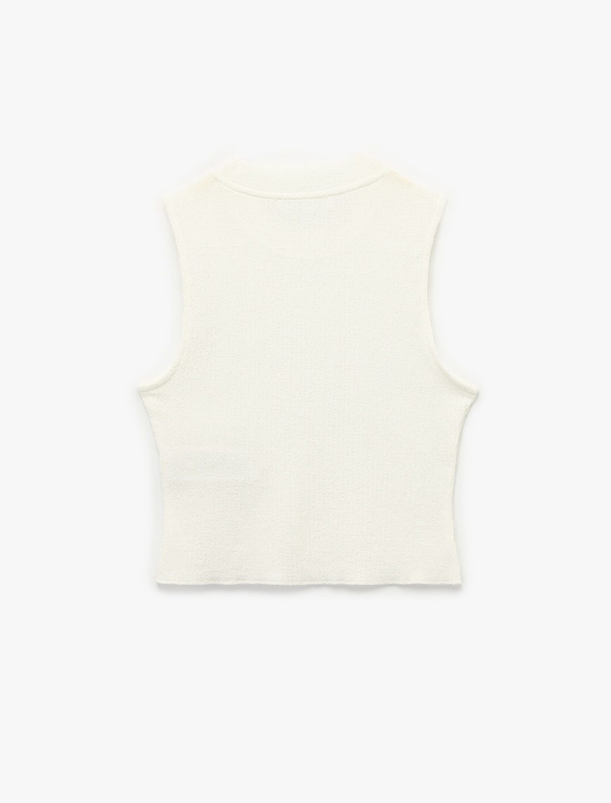   Bisiklet Yaka Kolsuz Basic Crop Bluz