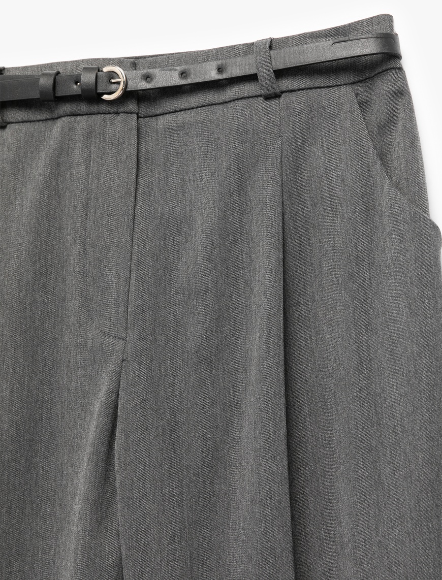   Cepli Kemerli Yüksek Bel Oversize Cigarette Pantolon