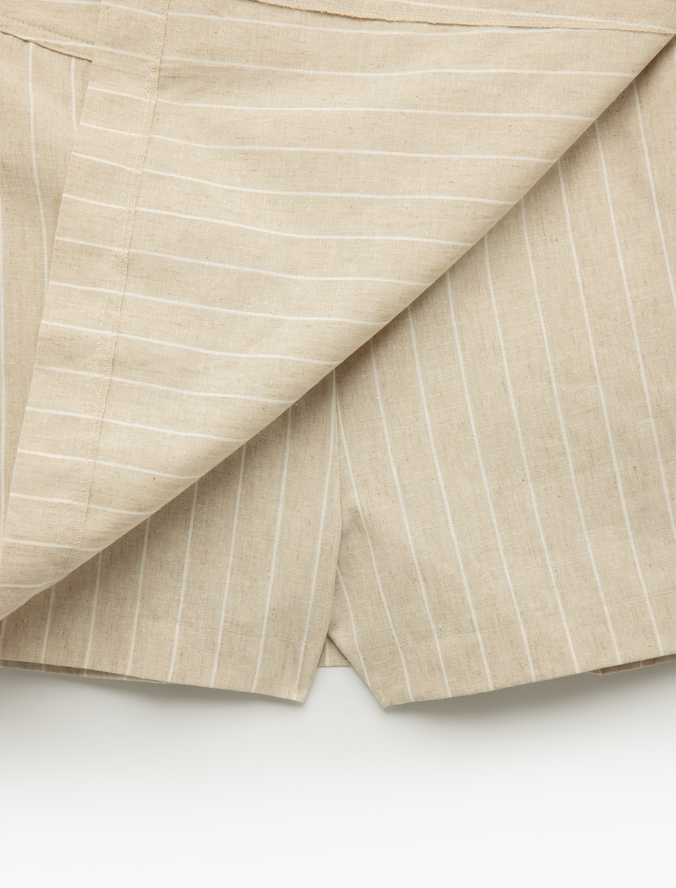   Keten Karışımlı Kruvaze Mini Şort Etek