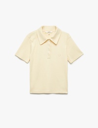 Pamuklu Slim Fit Kısa Kollu Düğmeli Kalpli Polo Yaka Tişört