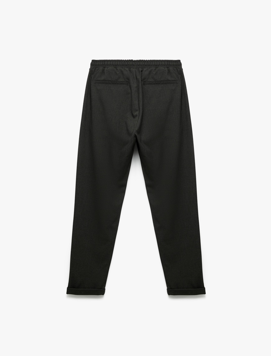   Beli Bağcıklı Katlamalı Paça Cep Detaylı Slim Fit Pantolon