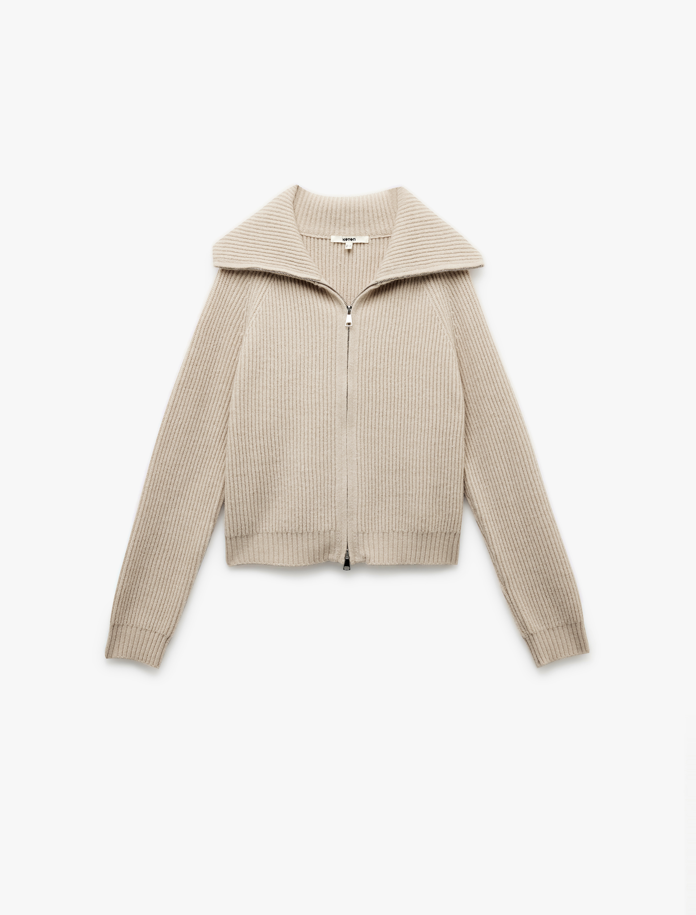   Regular Fit Dik Yaka Fermuarlı Uzun Kollu Triko Hırka