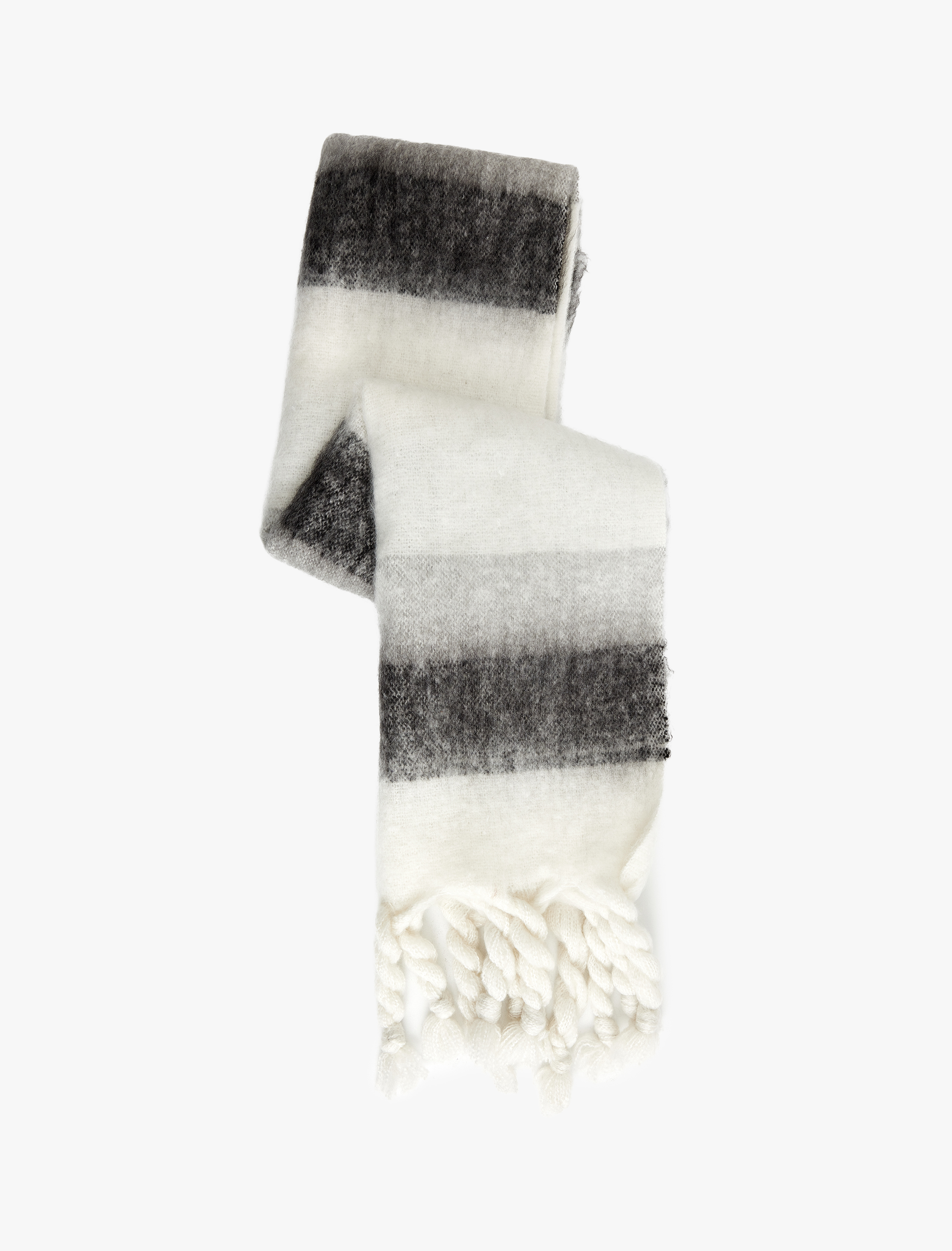  Kadın Renkli Çizgili Uzun Püsküllü Atkı - Koton X Sima Tarkan