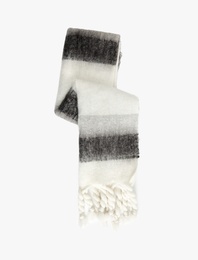 Renkli Çizgili Uzun Püsküllü Atkı - Koton X Sima Tarkan