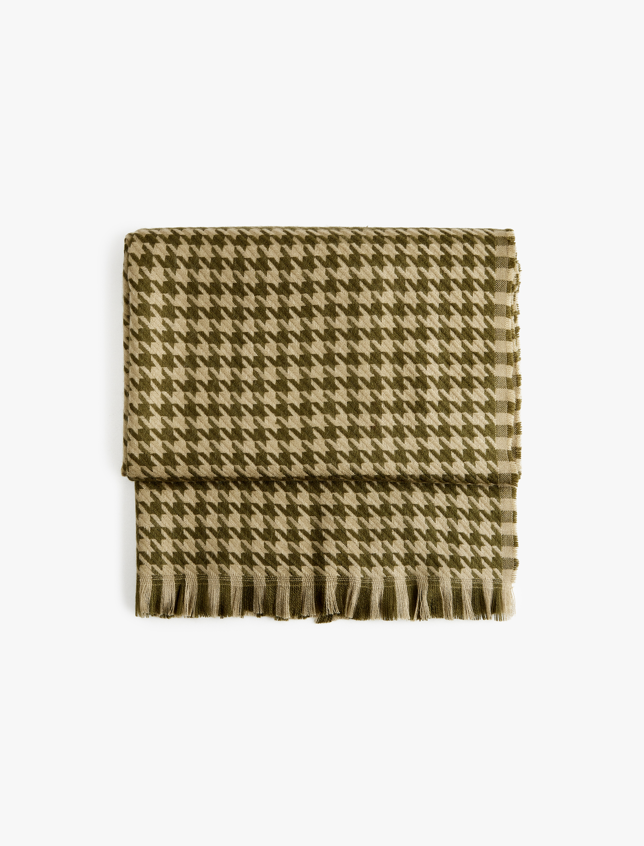  Kadın Kazayağı Desenli Uzun Püsküllü Atkı