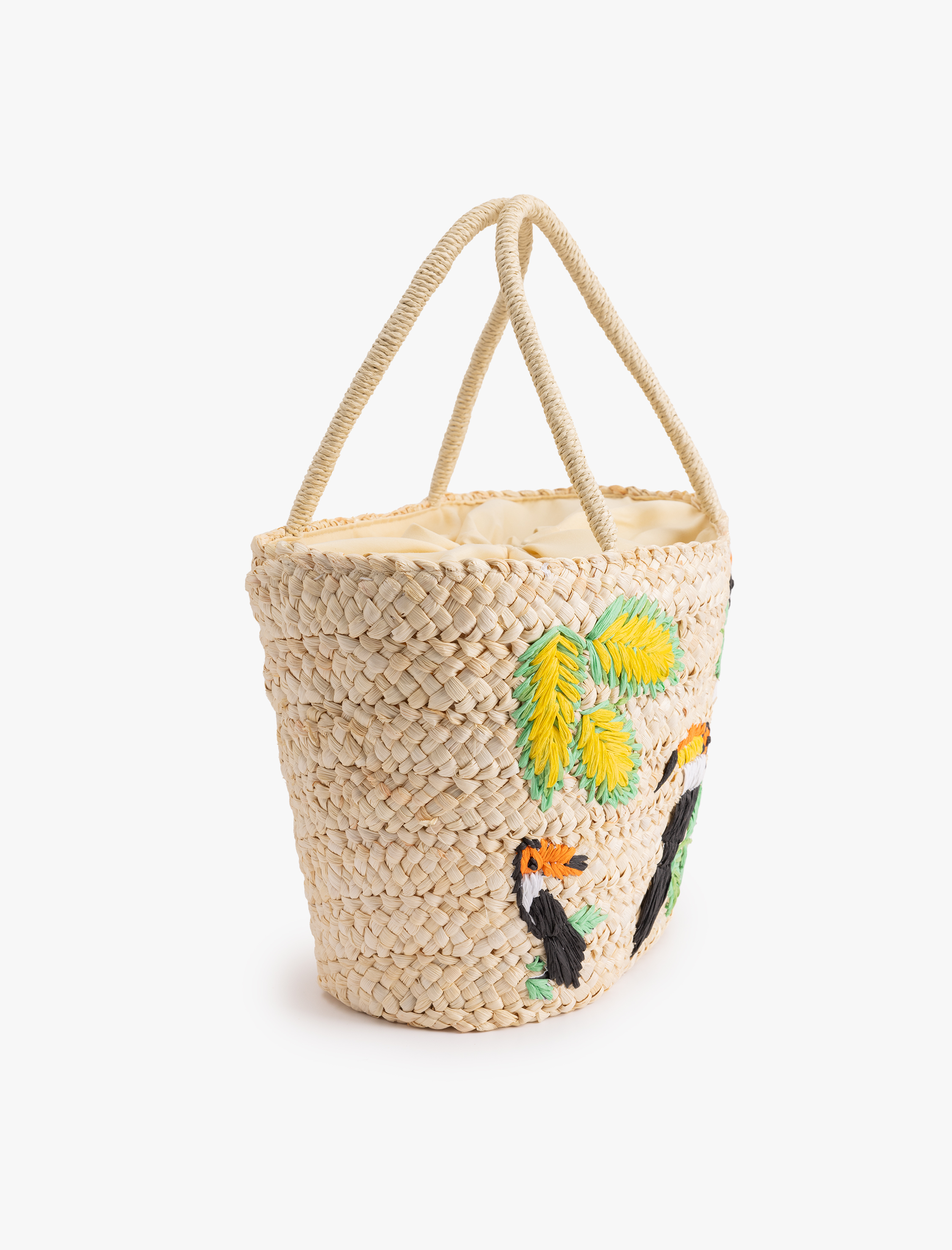  Kadın Papağan İşlemeli Hasır Çanta - Koton X Sibil Çetinkaya