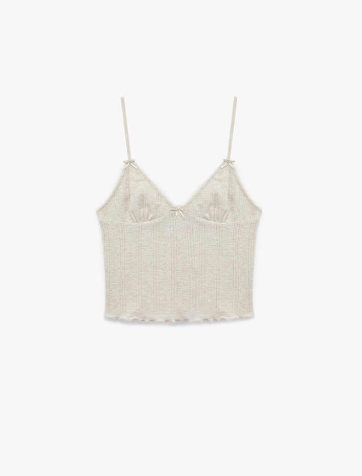  Rahat Kalıp Askılı Crop Pijama Üstü