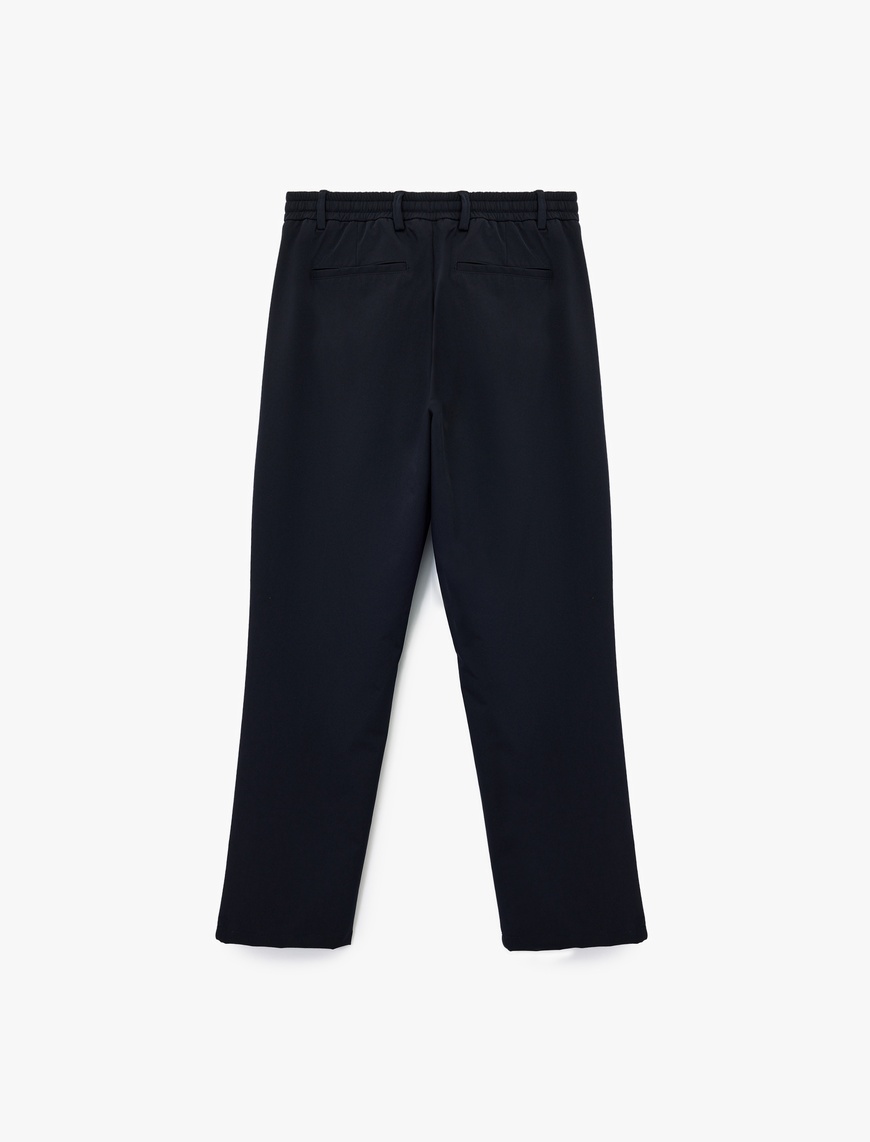  Beli Bağcıklı Düğmeli Duble Paça Esnek Slim Fit Pantolon