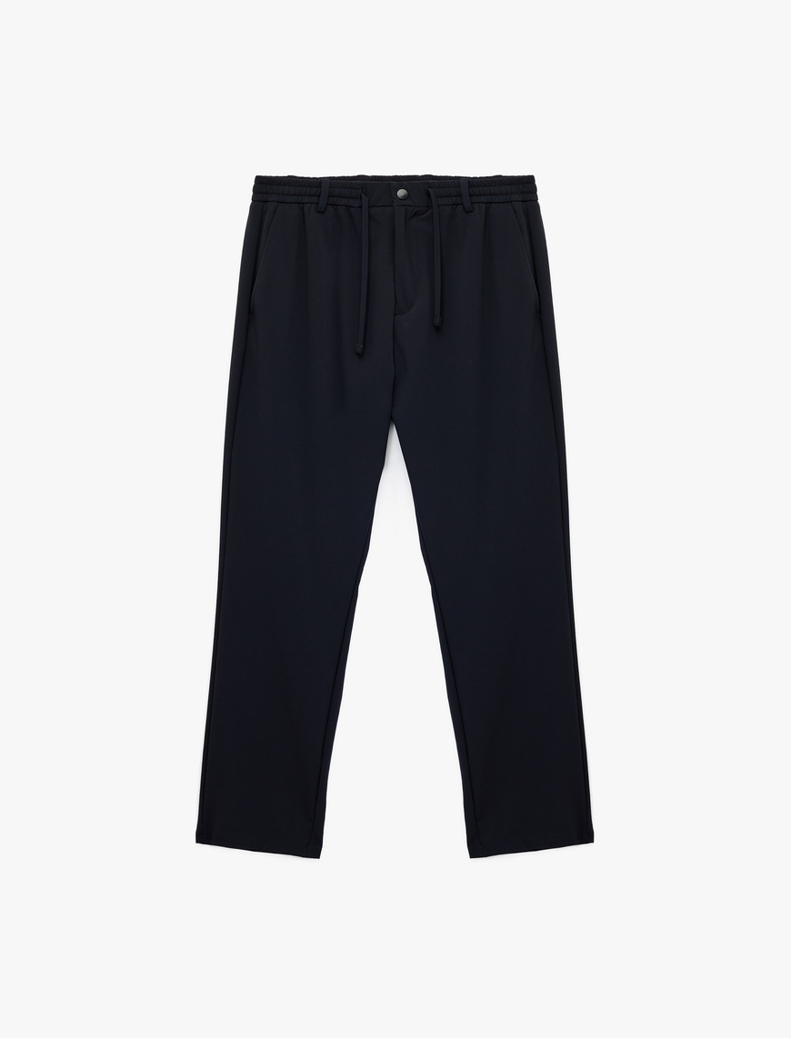   Beli Bağcıklı Düğmeli Duble Paça Esnek Slim Fit Pantolon