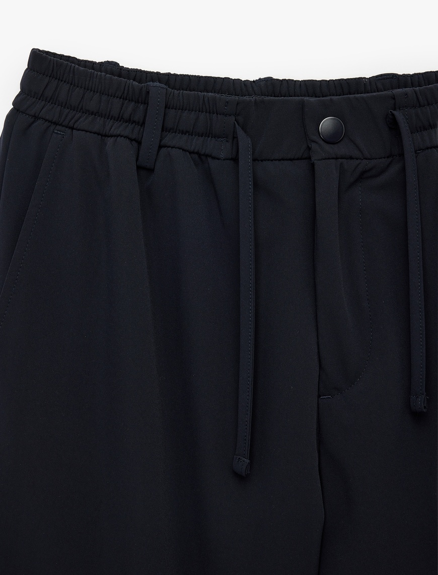   Beli Bağcıklı Düğmeli Duble Paça Esnek Slim Fit Pantolon