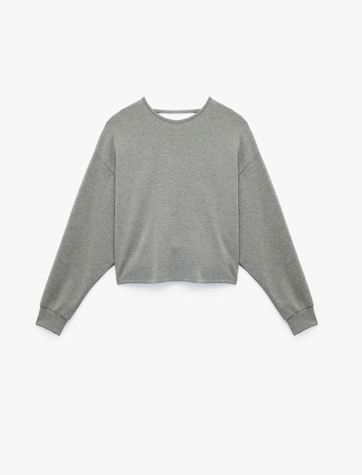  Modal Kumaş Kayık Yaka Uzun Kollu Arkası Pencere Detaylı Sweatshirt