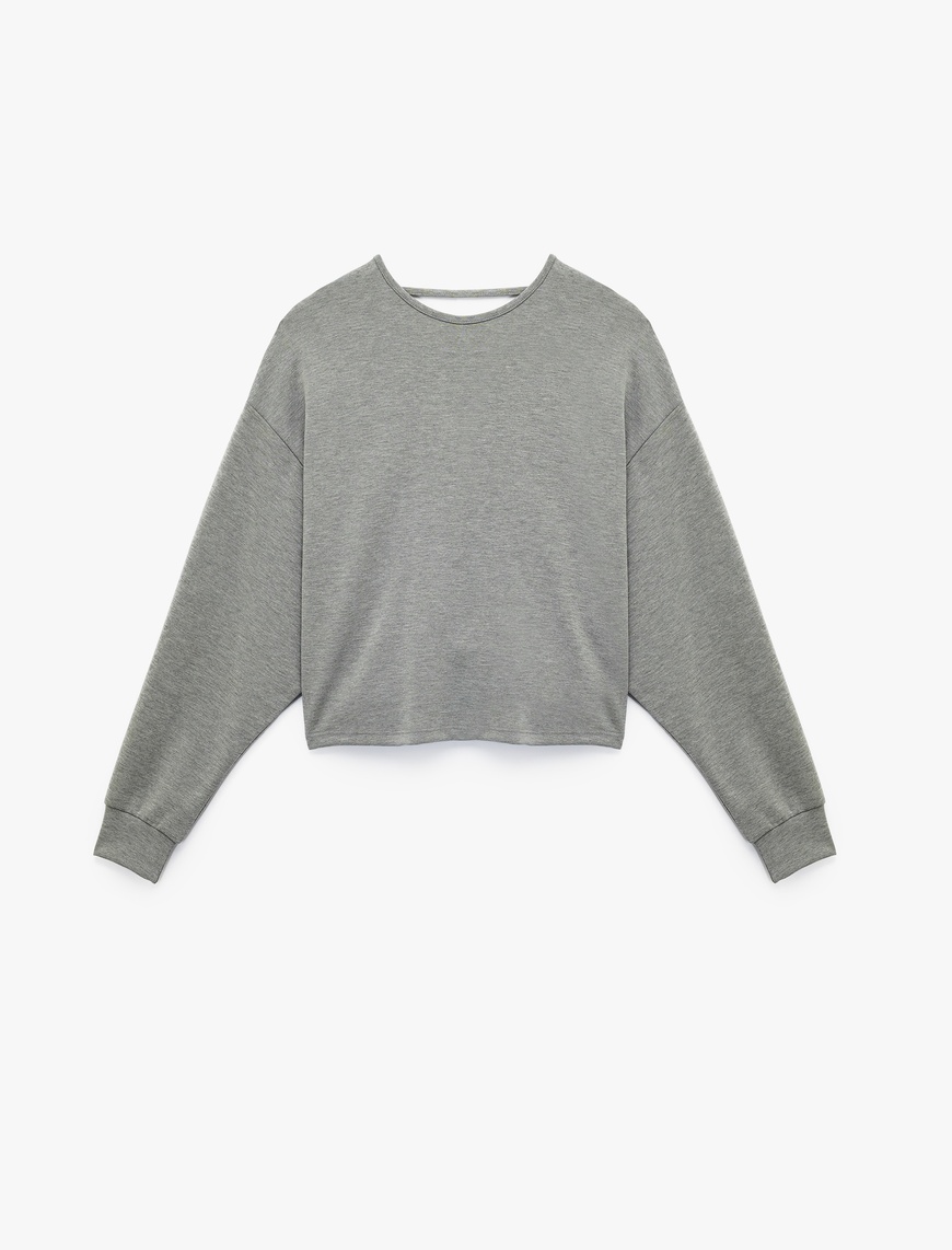   Modal Kumaş Kayık Yaka Uzun Kollu Arkası Pencere Detaylı Sweatshirt