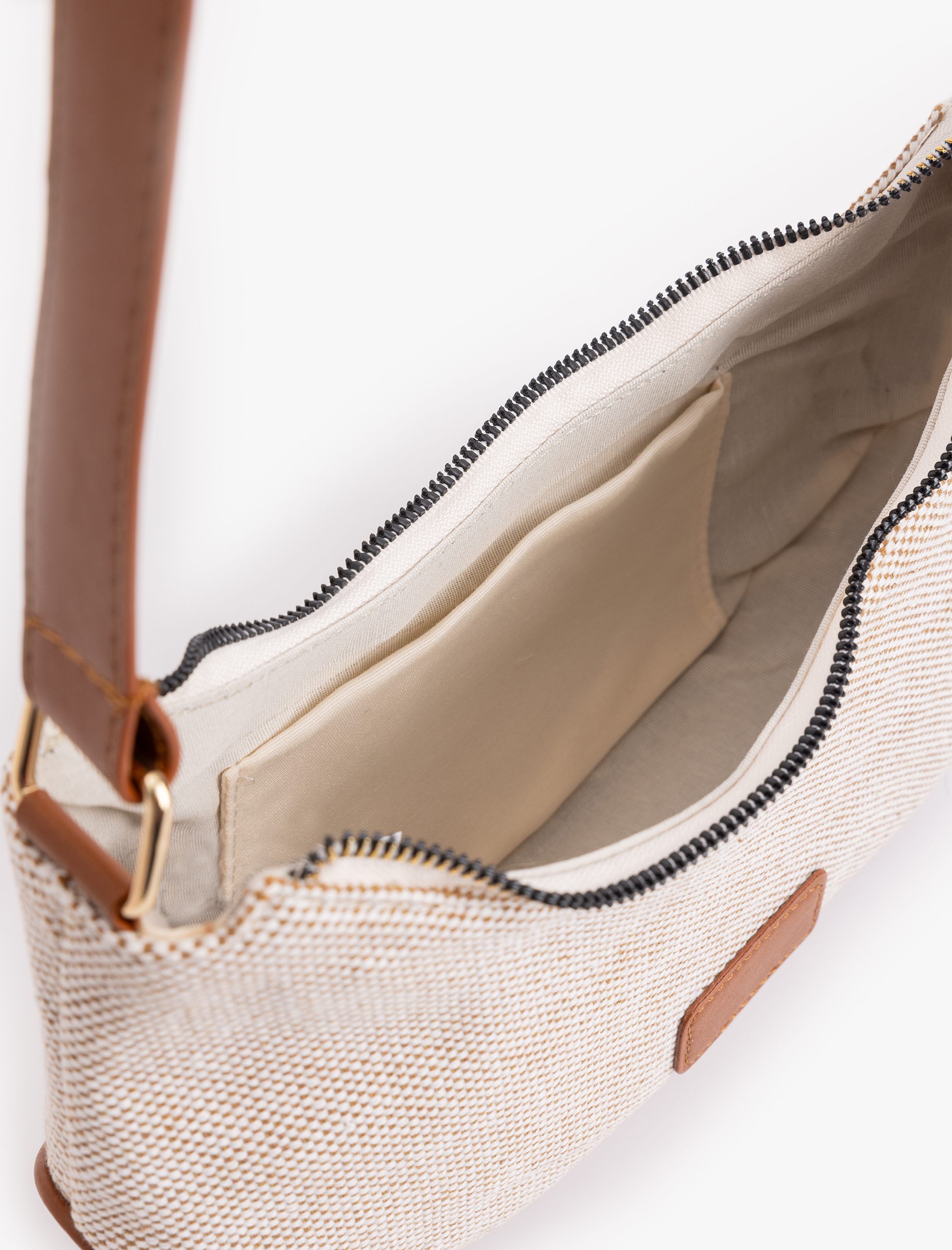  Kadın Pamuklu Dokulu Fermuarlı Omuz Çantası