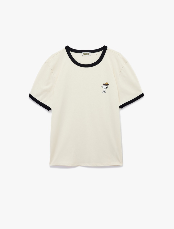  Regular Fit Kısa Kollu Bisiklet Yaka Pamuklu Lisanslı Snoopy Tişört