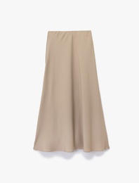 Regular Fit Midi Boy Saten Kloş Etek