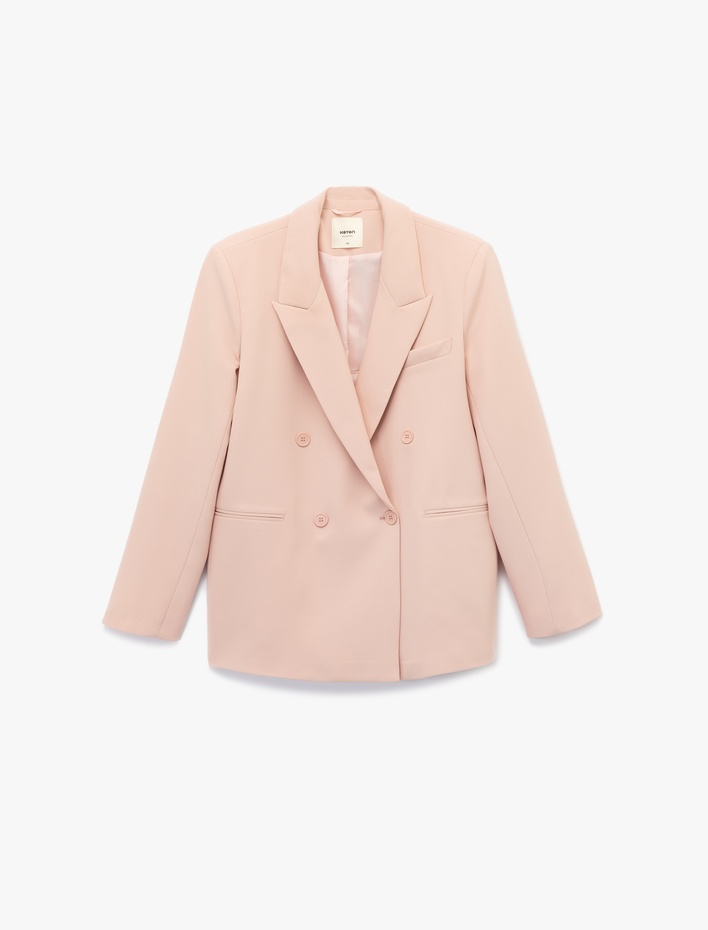  Kruvaze Uzun Kollu Oversize Blazer Ceket