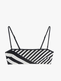 Çizgili Straplez Bikini Üstü