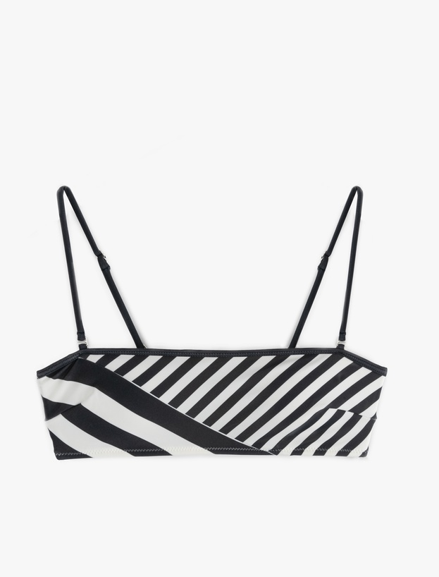 Çizgili Straplez Bikini Üstü_0