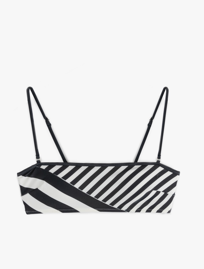 Çizgili Straplez Bikini Üstü